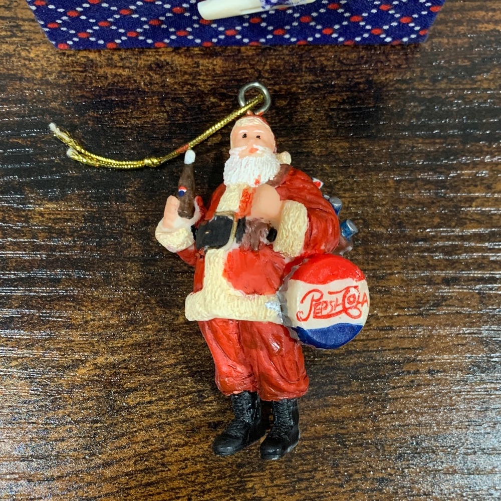 Pepsi Festive Santa Ornament - Red, White, and Blue